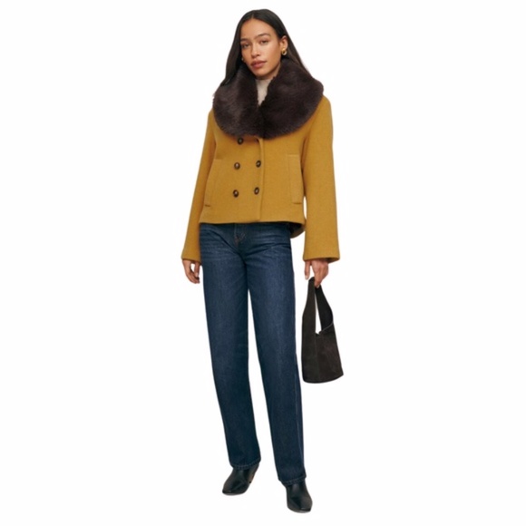 NEW Reformation Wool Blend Scarlet Jacket Mostarda XS - Picture 7 of 13